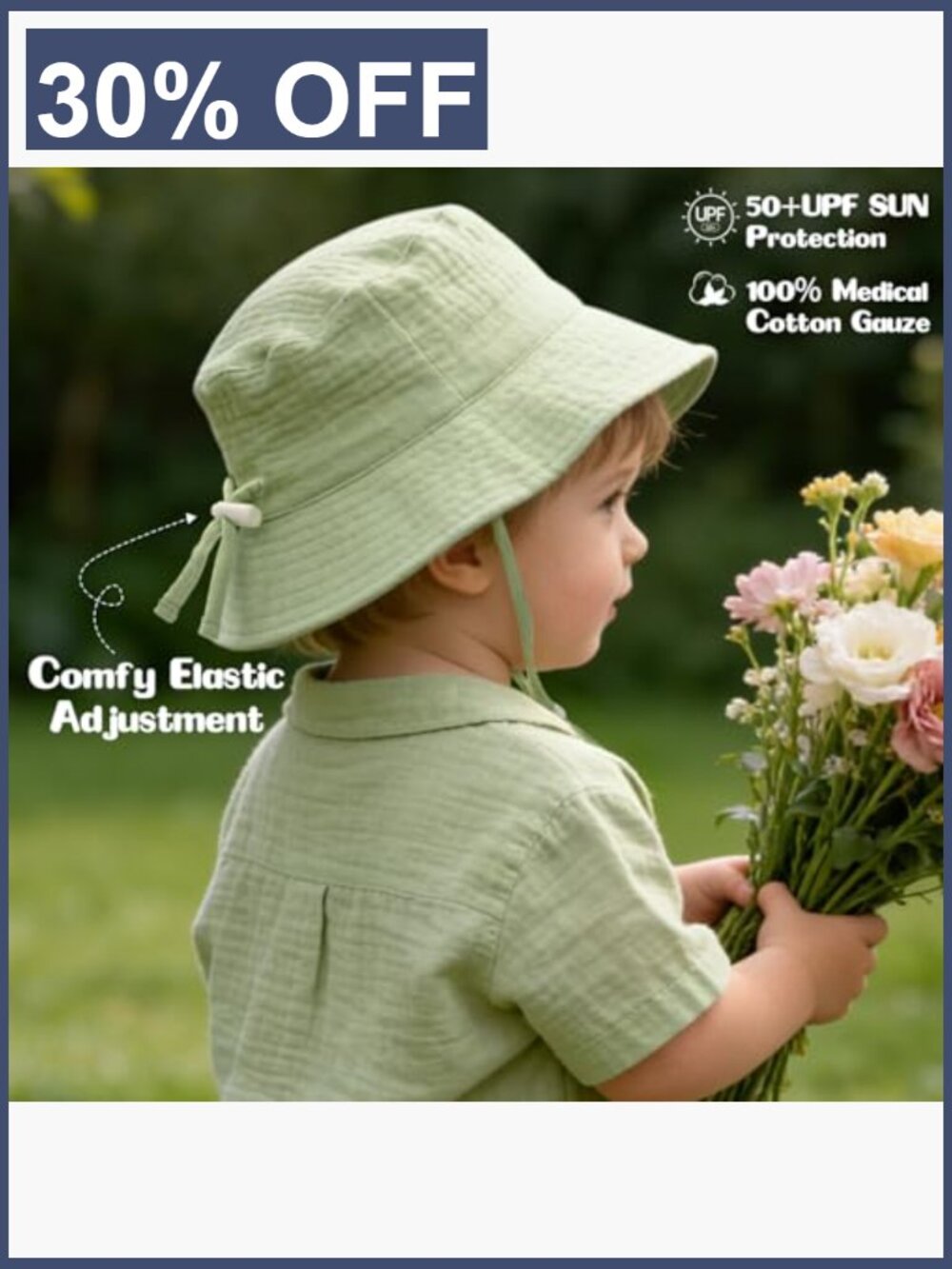 Baby Sun Hat Infant Toddler Summer Cotton Bucket Hat Boys Girls - Picture 6 of 7